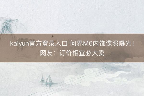 kaiyun官方登录入口 问界M6内饰谍照曝光！网友：订价相宜必大卖