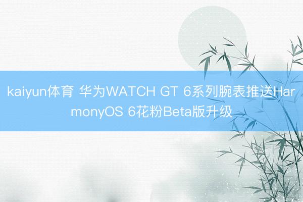 kaiyun体育 华为WATCH GT 6系列腕表推送HarmonyOS 6花粉Beta版升级