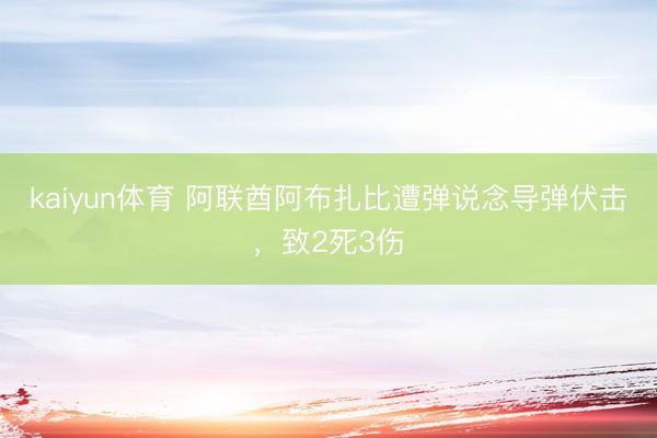 kaiyun体育 阿联酋阿布扎比遭弹说念导弹伏击，致2死3伤