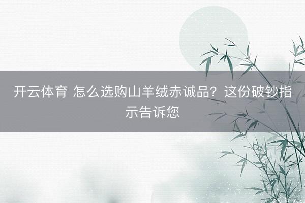 开云体育 怎么选购山羊绒赤诚品？这份破钞指示告诉您