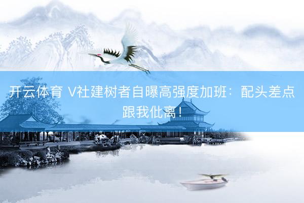 开云体育 V社建树者自曝高强度加班：配头差点跟我仳离！
