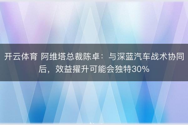 开云体育 阿维塔总裁陈卓：与深蓝汽车战术协同后，效益擢升可能会独特30%