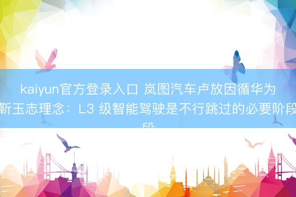 kaiyun官方登录入口 岚图汽车卢放因循华为靳玉志理念：L3 级智能驾驶是不行跳过的必要阶段